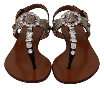 Dolce & Gabbana Leer Ayers Crystal Sandalen Slippers Schoenen