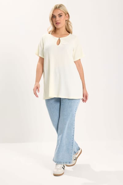 Yours Ivoorwitte Getextureerde Top Met Keyholedetail Size 42
