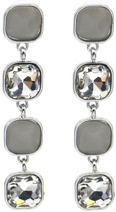 Oorbellen kristal - zilverkleurig - 6 cm