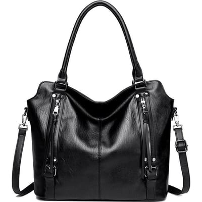 Nouveau Sac pour Femmes Européen et Américain Grand Sac à Porter à la Main Sac Cabas Cuir Souple Grande Capacité Bandoulière Simple Sac pour Femmes black