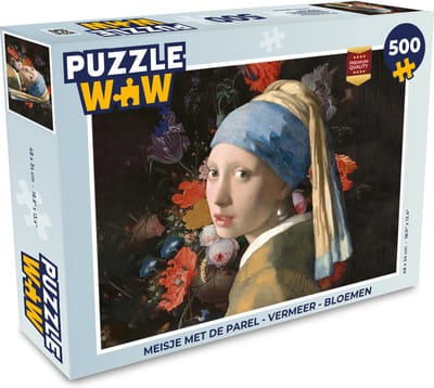 Puzzel Meisje met de parel - Vermeer - Bloemen - Legpuzzel - Puzzel 500 stukjes