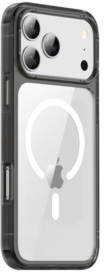 Mobiq - Schokbestendige MagSafe Case geschikt voor iPhone 17 Pro - transparant/zwart