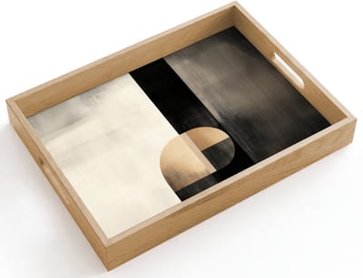 Dienblad hout 40x30 cm - Schootdienblad - Vormen - Modern - Zwart - Borrelplank rechthoek - Plateau dienbladen