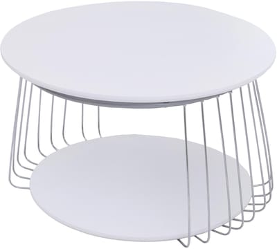 MCA salontafel MCW-P60, bijzettafel koffietafel loungetafel, metaal MDF rond Ø 70 cm ~ wit