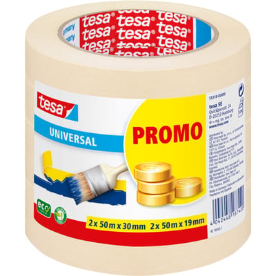 Afplaktape tesa® Economy 2x 50mx30mm, 2x 50mx19mm promopack