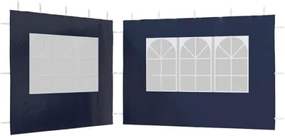 Partytent Zijwanden - Tentpanelen - Buitenruimte Beschermen - Met Decoratieve Ramen - 2 stuks 300x195 cm - Blauw