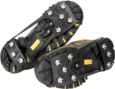 8-Tands Ice Gripper Spikes voor Schoenen Maat L (EU 41–44) – Winter Anti-Slip IJs & Sneeuw Crampons – Outdoor Schoenovertrekken met Metalen Spikes voor Wandelen, Hiking en Bergbeklimmen