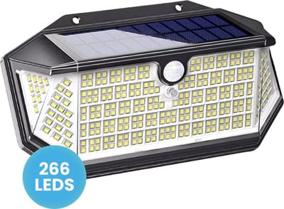 Wandlamp Buiten op Zonne Energie - Buitenlamp met Bewegingssensor - Solar Tuinverlichting - Oplaadbaar - 1 Stuk - 266 LED’s