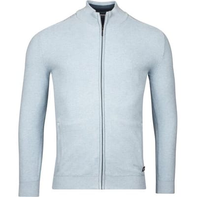 Baileys Vest Combed Cotton Cardigan Zip Allover Structure Knit Pastel Blauw Melange / male