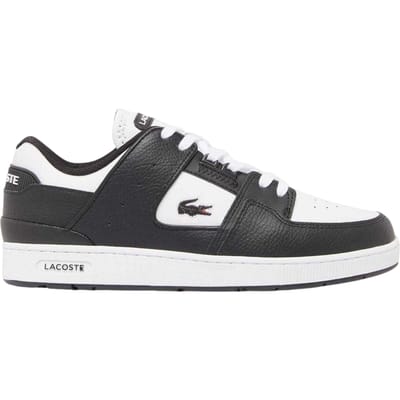 Lacoste Unisex leren sportschoenen met kooiconstructie voor volwassenen (Zwart/Wit)