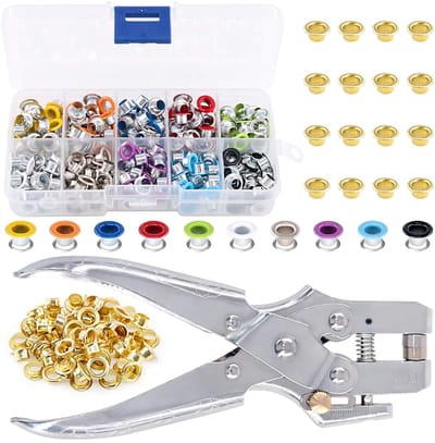Verpakking van 300 stuks, 10 kleuren, inclusief metalen ringen en 1 perforator, plus 100 gouden ringen.