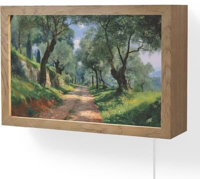 Wandlamp 30x20 cm - Oplaadbaar - Pad - Bomen - Schaduw - - Wandlampen binnen woonkamer - Slaapkamer lamp met kabel - Decoratieve nachtlamp - Vloerlamp snoer