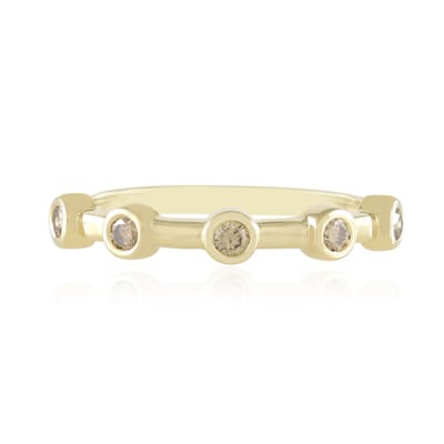 Cavill - 375 Geelgouden Ring - 5 SI1 Champagne Diamanten 0,135 ct - Ronde Briljant - Minimalistisch & Tijdloos - Luxe Gouden Sieraden