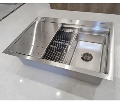 65 x 50 cm Multifunctionele Roestvrij Stalen Keukenspoelbak - Grote Gootsteen met Afneembare Kuip