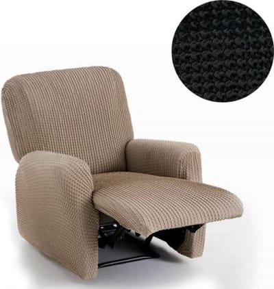 Belmarti® Relaxfauteuil Milos - 60cm tot 85cm breed - Zwart - Hoge kwaliteit stof met maximale elasticiteit - Antistatisch - Van ademend Katoen voor comfortabel zitten zonder zweten