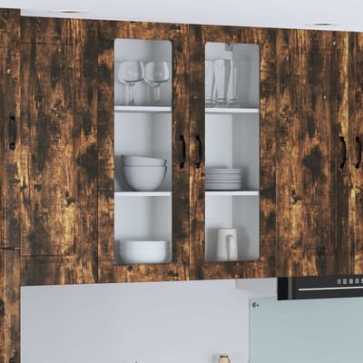 vidaXL - Wandglas - Kasten - LUCCA - Gerookt - eiken - 80 - x - 31 - x - 100 - cm