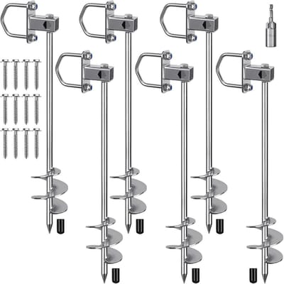 Stabiele Metaal Tentharingen 42cm Spiraal Stormanker voor Camping, Schommel en Carport - 6 Pack