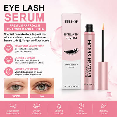 EELHOE Pro - Wimper Versterkend Serum - Stimuleert Wimpergroei, Verlengt & Verdikt - Voor Natuurlijke Wimpers, Geschikt voor Gevoelige Ogen - Snelle Resultaten, 3ml
