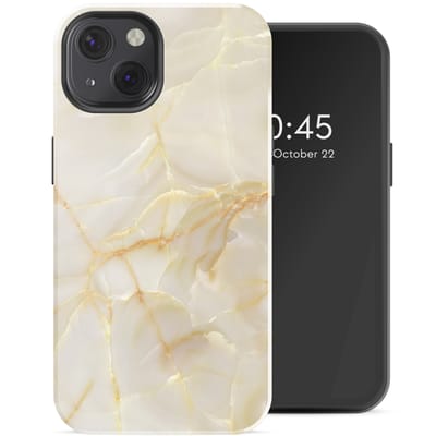 Selencia Hoesje - Geschikt voor Apple iPhone 13 - Backcover - Golden Beige Marble