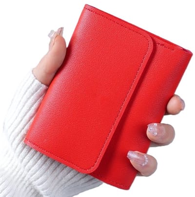 Billfold Portemonee & Pasjeshouder Voor 6 Pasjes I Creditcardhouder I Met Geldvak I Pasjes Houder I Incl. Rijbewijsvakje I Wallet I Portemonnee I Kliksluiting I Dames I PU Leer I Rood