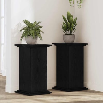 vidaXL - Plantenstand - Zwart - eiken - 33 - x - 33 - x - 60 - cm - Bewerkt - hout