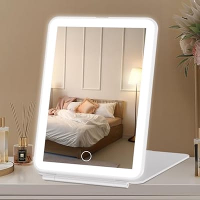 Oplaadbare Make-upspiegel met LED-verlichting voor op Reis - Dimbaar en Draagbaar