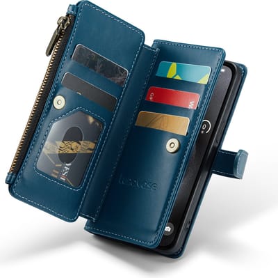 Hoesje geschikt voor iPhone 15 Pro - ZipCase Book Cover Case Kunstleer Smaragd Blauw