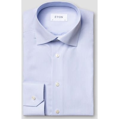 Eton Overhemd Cotton Signature Poplin Allover Fine Stripe Licht Blauw / male