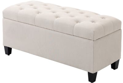 Bankje, 100 x 40 x 44 cm, beige, hout, opbergbank, opbergdoos, zitbank, voetenbank, zacht en comfortabel, met opbergruimte, geschikt voor slaapkamer, gang en woonkamer.