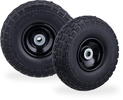 4x steekwagenwiel - 4.1/3.5-4 - rubber - bolderkarwiel - antilekband zwart