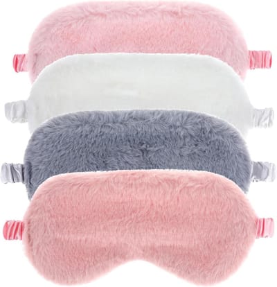 Slaapmasker pluche schattige oogmaskers - verstelbaar met elastische band - vrouwen meisjes kinderen 4 stuks