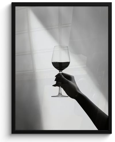 Fotolijst inclusief poster - Posterlijst 50x70 cm - Posters - Lichtinval - Wijn - Rood - Glas - Foto in lijst - Keuken decoratie muur - Wanddecoratie accessoires - Muurdecoratie - Schilderijen