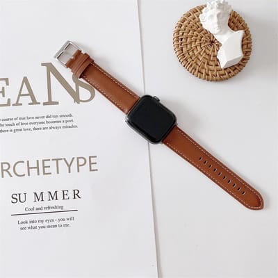 By Qubix - Geschikt voor Apple Watch bandje - Premium leather leer bandje - Bruin - Geschikt voor Apple Watch 44mm / 45mm / 46mm / 49mm (Ultra 1,2 en 3) - leren smartwatchbandje - Horlogebandje
