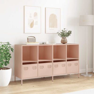 vidaXL - Dressoir - 135x39x73,5 - cm - koudgewalst - staal - roze