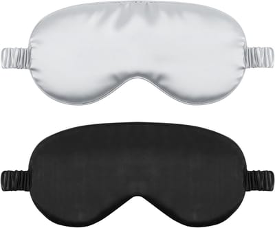 Zachte Satijnen Oogmaskers voor Comfortabel Slapen - 2 Stuks Zwart en Zilver, Ideaal voor Reis en Ontspanning