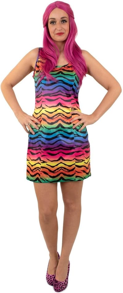 Feesten & Gelegenheden Kostuum | Extra Gestreepte Regenboog Reza | Vrouw | Maat 34-36 | Carnaval kostuum | Verkleedkleding