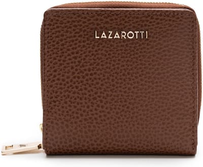 Lazarotti Leren Portemonnee Bologna Leather Zip Wallet With 6 Card Slots Brown Bruine