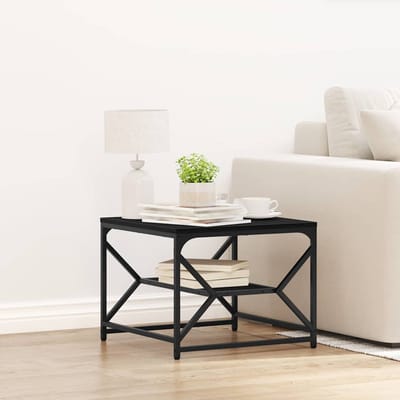 vidaXL - Salontafel - Zwart - Eiken - 51 - x - 50 - x - 40 - cm - Engineered - hout - en - staal