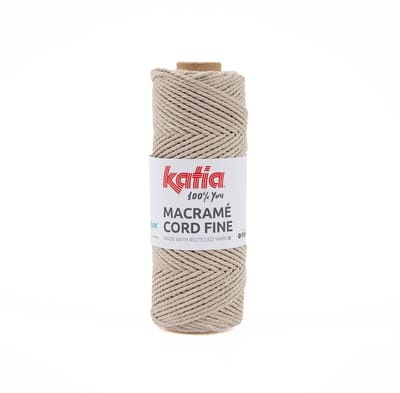 Katia Macramé Cord Fine - 205 Lichtbeige - Gerecycled Katoenmix Garen