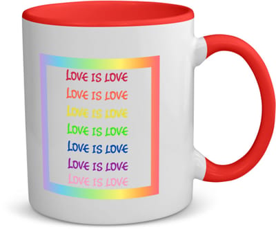 Akyol - lgbtq cadeau - koffiemok - theemok - rood - Lgbt - queer - met opdruk - lgbt - love is love - pride month - lgbtq vlag - gay pride - met tekst - opdruk - leuke pride spullen - verjaardag - cadeau - gift - 350 ML inhoud