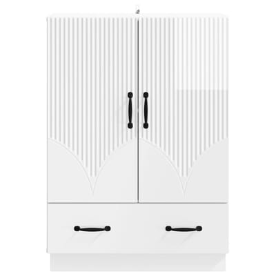 vidaXL - Dressoir - met - lade - Hoogglans - Wit - 66 - x - 34,5 - x - 92 - cm - Bewerkt - hout