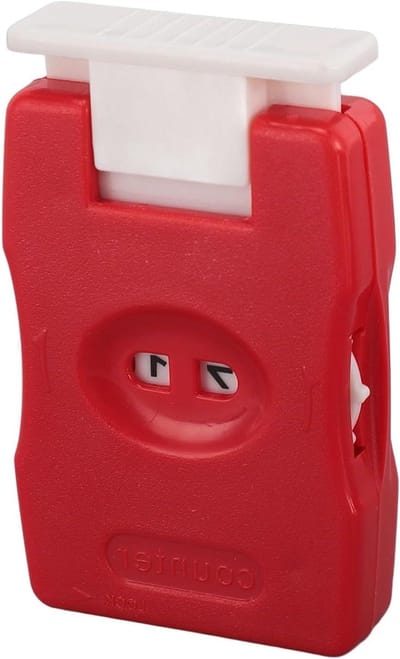 Handmatige Steenteller - Breiteller Haken - Steken Tellen - Glad Scrollwiel - 11 x 7 x 2 cm - Rood