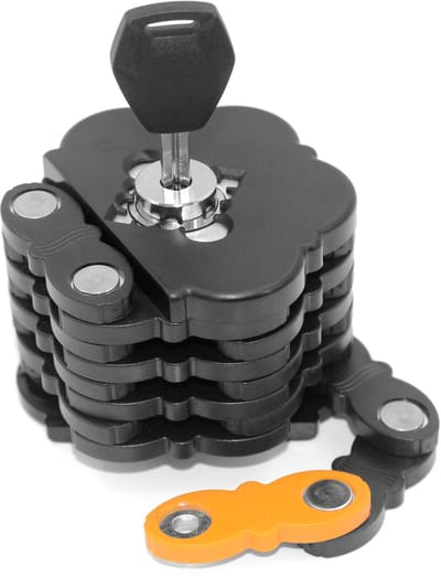 West Biking Fietsslot Vouwslot – 78 cm Opvouwbaar Slot met Houder en 3 Sleutels – Compact Anti-Diefstal Fietsslot – Zwart