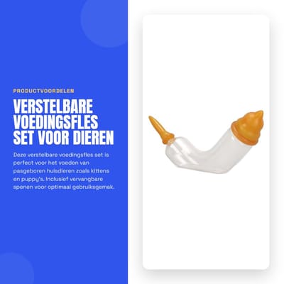 Dailygoods- Voedingsfles Verstelbaar - Melkfles - Dierenverzorging - Vervangbare Spenen - Geschikt voor Pasgeborenen - Complete Set