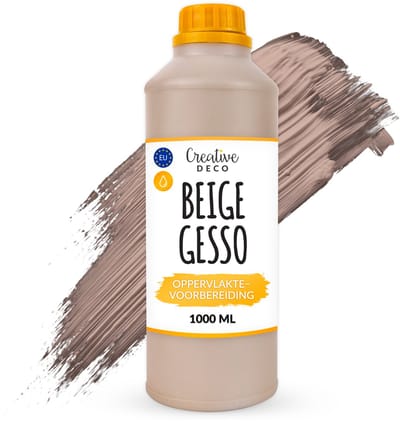 Creative Deco Beige Gesso Acryl Primer | 1L | Professionele Schildervoorbereiding | Perfecte Verfbasis | Ideaal voor Kunstenaars, Ambachtslieden, Studenten