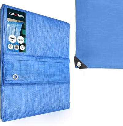 Waterdicht Afdekzeil Blauw 5x6m UV-bestendig Beschermzeil PE