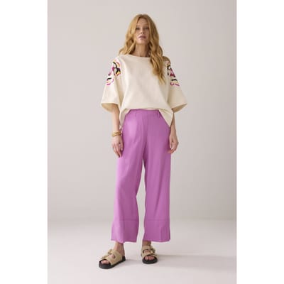 Summum Woman Trousers Tencel Cyclaam Maat: 34 | Wijde Broeken Outlet | Dames