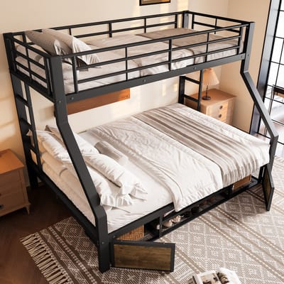 90 x 200 cm - 140 x 200 cm - stapelbed - kinderbed - met schoenenkast - opbergruimte - zonder matras - zwart