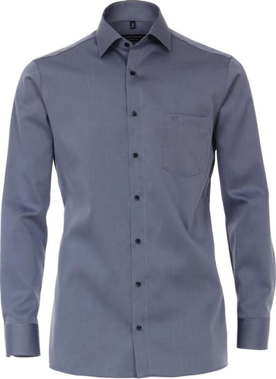 CASA MODA comfort fit overhemd - blauw twill - Strijkvrij - Boordmaat: 40