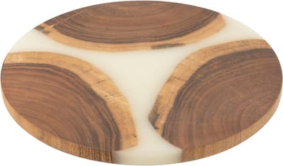 J-Line snijplank Rond - hout/epoxyhars - naturel/wit